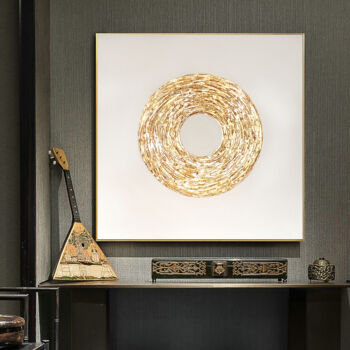 Painting titled "Gold leaf painting,…" by Svetlana Loginova, Original Artwork, Acrylic Mounted on Wood Stretcher frame