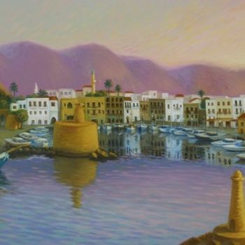 Pintura titulada "Old Harbour, Kyreni…" por Svetlana Ziuzina, Obra de arte original, Otro