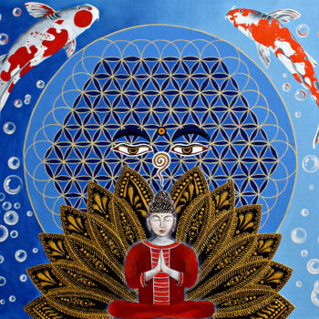 Ζωγραφική με τίτλο "Медитирующий Будда.…" από Светлана Богатырева, Αυθεντικά έργα τέχνης, Λάδι