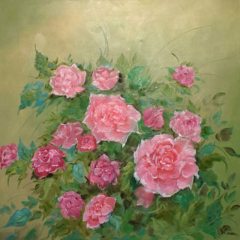 Картина под названием "Розы в саду" - Светлана Богатырева, Подлинное произведение искусства, Масло