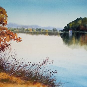 "River landscape" başlıklı Tablo Svetlana Avramenko tarafından, Orijinal sanat, Suluboya
