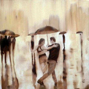 Malarstwo zatytułowany „Tango in the Rain.” autorstwa Svetlana Bagdasaryan, Oryginalna praca, Olej Zamontowany na Drewniana…