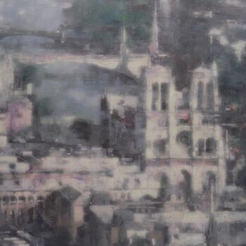 Painting titled "Notre Dame Elevatio…" by Svetlana Bellon, Original Artwork, Acrylic Mounted on Wood Stretcher frame