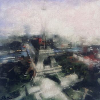 Картина под названием "Eiffel Tower Tango" - Svetlana Bellon, Подлинное произведение искусства, Акрил Установлен на Деревянн…