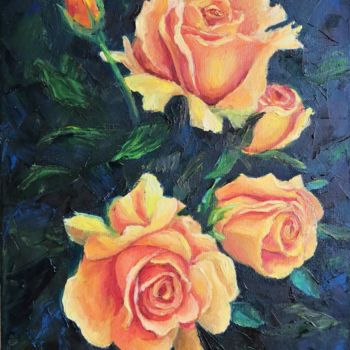 Painting titled "Yellow roses symbol…" by Svetlana M. Belova, Original Artwork, Oil