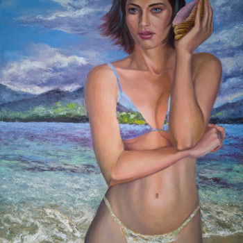 Pittura intitolato "Nude girl with a sh…" da Svetlana M. Belova, Opera d'arte originale, Olio