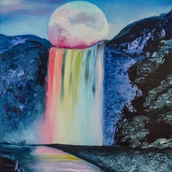 Painting titled "Moon Rainbow" by Svetlana Berezova, Original Artwork, Oil