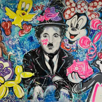 Pittura intitolato "Charlie Chaplin" da Svetlana Cheraud, Opera d'arte originale, Acrilico