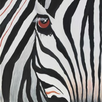 Painting titled "Oil painting: Zebra" by Svetlana Dorokhina, Original Artwork, Oil Mounted on Wood Stretcher frame