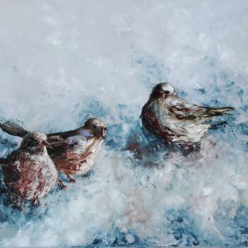 Pittura intitolato "sparrows" da Svetlana Dushina, Opera d'arte originale, Olio