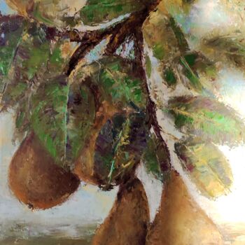 Schilderij getiteld "pear" door Svetlana Dushina, Origineel Kunstwerk, Olie
