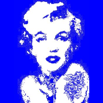 Arts numériques intitulée "Blue Marilyn tattoed" par Svetlana Fabrikant, Œuvre d'art originale, Peinture numérique Monté sur…
