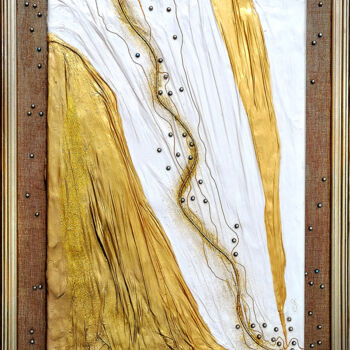 Painting titled "Golden Drapery" by Svetlana Fakhrieva, Original Artwork, Acrylic Mounted on Cardboard