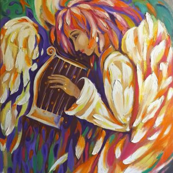 Pintura intitulada "Angel Original Oil…" por Svetlana Sindere, Obras de arte originais, Óleo Montado em Armação em madeira