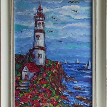 Pintura titulada "Lighthouse,  Origin…" por Svetlana Sindere, Obra de arte original, Oleo Montado en Cartulina