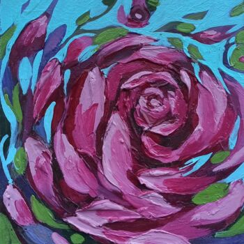 Peinture intitulée "Rose Original Oil P…" par Svetlana Sindere, Œuvre d'art originale, Huile Monté sur Carton