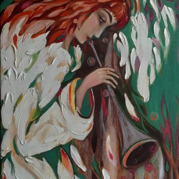 Peinture intitulée "Angel Original Oil…" par Svetlana Sindere, Œuvre d'art originale, Huile Monté sur Châssis en bois