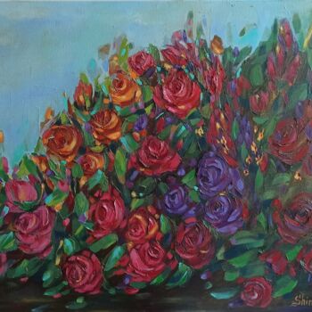 Peinture intitulée "Roses Impasto Origi…" par Svetlana Sindere, Œuvre d'art originale, Huile Monté sur Châssis en bois
