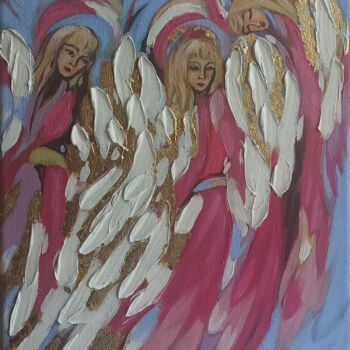 Картина под названием "Angels Original Oil…" - Svetlana Sindere, Подлинное произведение искусства, Масло Установлен на Дерев…