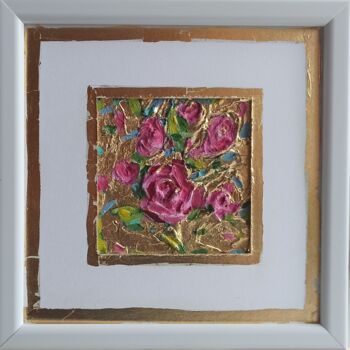 Peinture intitulée "Roses Painting, Flo…" par Svetlana Sindere, Œuvre d'art originale, Huile Monté sur Carton