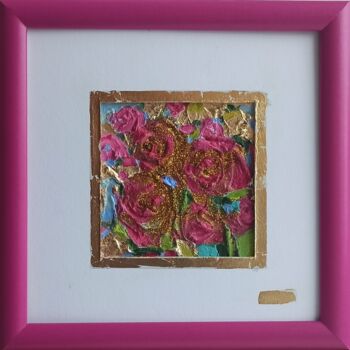 Painting titled "Roses Painting, Flo…" by Svetlana Sindere, Original Artwork, Oil Mounted on Cardboard