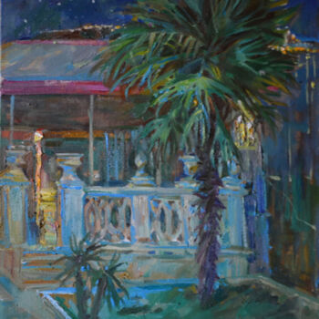 Painting titled "Crimean night" by Svetlana Kalinicheva, Original Artwork, Oil