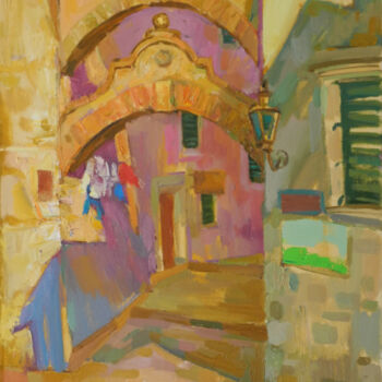 Painting titled "Venice in Kotor" by Svetlana Kalinicheva, Original Artwork, Oil