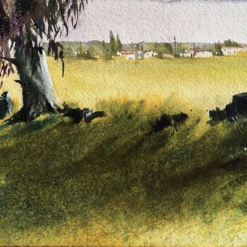 Painting titled "At the eucalyptus t…" by Svetlana Kostina, Original Artwork, Watercolor