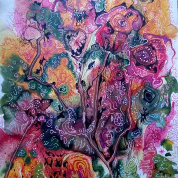 Peinture intitulée "Единорог" par Svetlana Kovkova, Œuvre d'art originale, Stylo à bille