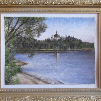Painting titled "Монастырь Пожайслис…" by Svetlana Kruglov, Original Artwork, Oil