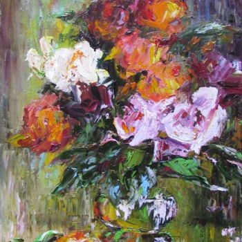 Картина под названием "Букет роз" - Svetlana Kruglov, Подлинное произведение искусства, Масло