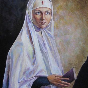 Painting titled "Сестра милосердия" by Svetlana Kruglov, Original Artwork, Oil