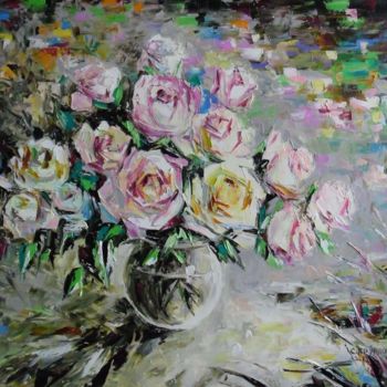 Painting titled "Шелк розовых лепест…" by Svetlana Kruglov, Original Artwork