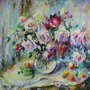Malerei mit dem Titel "Нежные розы" von Svetlana Kruglov, Original-Kunstwerk