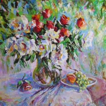 Painting titled "Алые и белые" by Svetlana Kruglov, Original Artwork