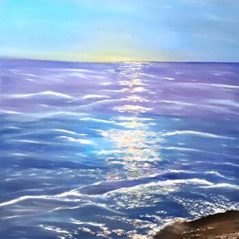 Картина под названием "120x80 Gentle sea" - Svetlana Kunegina, Подлинное произведение искусства, Масло Установлен на Деревян…