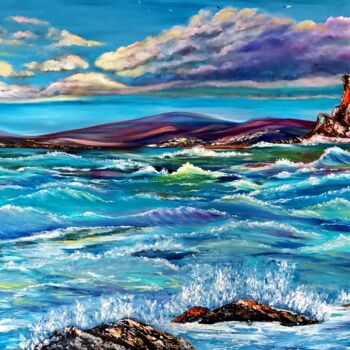 Painting titled "120x80 Beach. Sea" by Svetlana Kunegina, Original Artwork, Oil