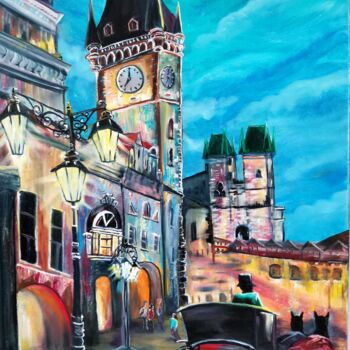 Painting titled "Prague" by Svetlana Kunegina, Original Artwork, Oil