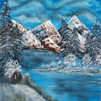 Malerei mit dem Titel "80x60 Mountains" von Svetlana Kunegina, Original-Kunstwerk, Öl
