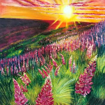 Painting titled "70 x 50 Flower Mead…" by Svetlana Kunegina, Original Artwork, Oil