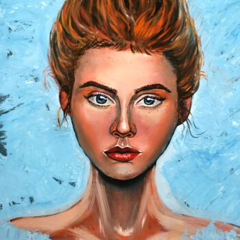 Peinture intitulée "portrait of a girl" par Svetlana Kunegina, Œuvre d'art originale, Huile