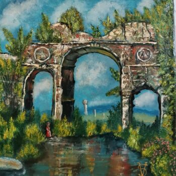 Painting titled "ancient castle" by Svetlana Kunegina, Original Artwork, Oil