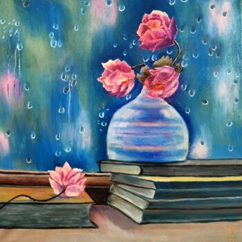 Картина под названием "rain" - Svetlana Kunegina, Подлинное произведение искусства, Масло