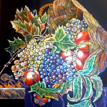 Картина под названием "fruit basket" - Svetlana Kunegina, Подлинное произведение искусства, Масло