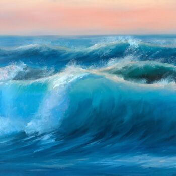 Painting titled "Melody of the Ocean" by Svetlana Lebedeva, Original Artwork, Oil Mounted on Wood Stretcher frame