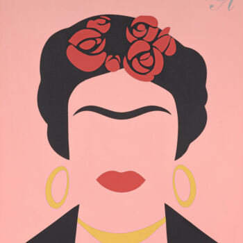 "Frida Kahlo de Rive…" başlıklı Tablo Svetlana Loskurinskaia tarafından, Orijinal sanat, Deri Ahşap Sedye çerçevesi üzerine…