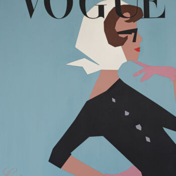 Картина под названием "Vogue in blue" - Svetlana Loskurinskaia, Подлинное произведение искусства, Кожа Установлен на Деревян…
