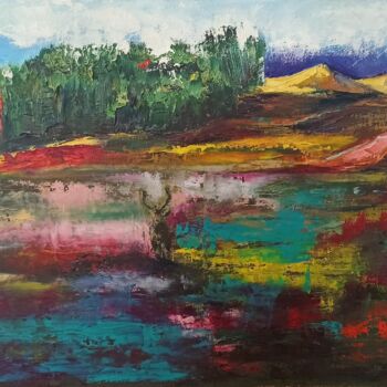 Pittura intitolato "Paysage d'Ecosse" da Svetlana Maksimenko, Opera d'arte originale, Olio Montato su Telaio per barella in…