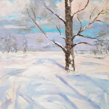 Картина под названием "Winter day" - Svetlana Grishkovec-Kiisky, Подлинное произведение искусства, Масло Установлен на Дерев…