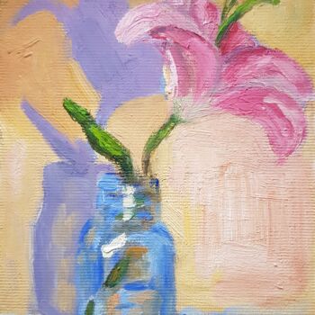 Peinture intitulée "Lily in bottle" par Svetlana Grishkovec-Kiisky, Œuvre d'art originale, Huile Monté sur Carton